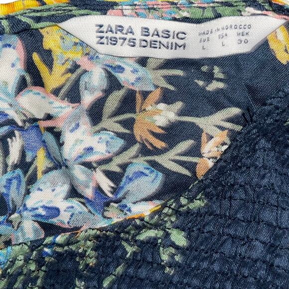 Zara Basic z1975 Floral Flare Dress Bell Sleeve Empire Waist Size Large - Picture 4 of 6
